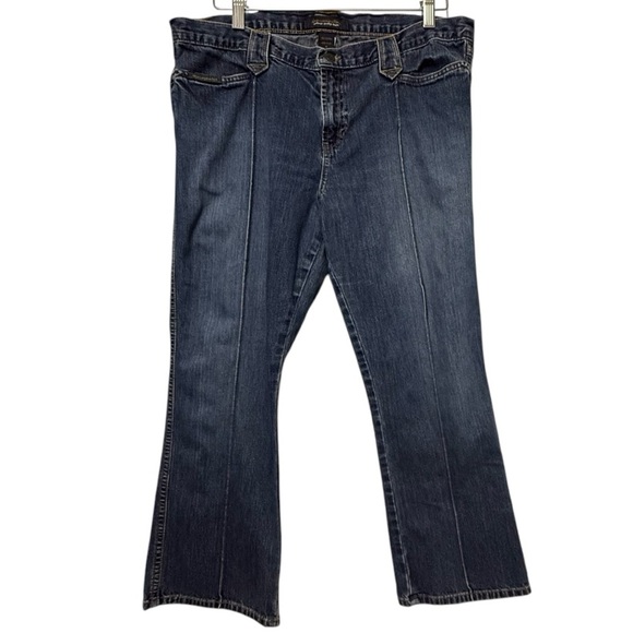 Vintage Abercrombie & Fitch Y2K Jeans Split Flare Bottoms Dark Denim Women Sz 12 - Picture 1 of 9